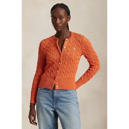 Zdjęcie Polo Ralph Lauren kardigan bawełniany kolor pomarańczowy 211891643