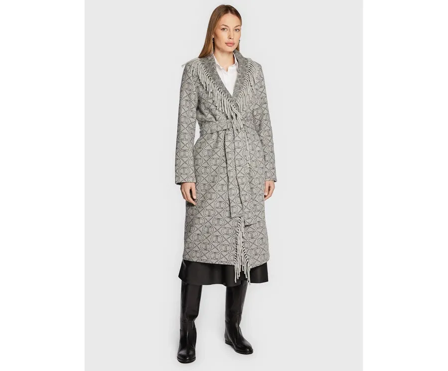obrazek 1 TWINSET Płaszcz wełniany 222TT2290 Szary Regular Fit