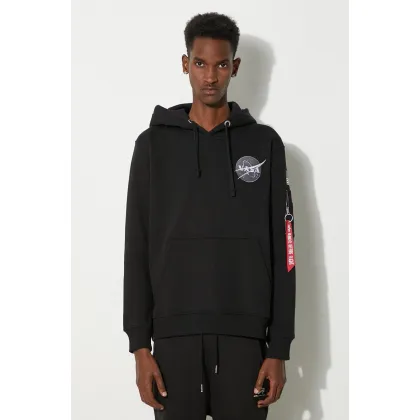 Zdjęcie Alpha Industries bluza Space Shuttle Hoody męska kolor czarny z kapturem z nadrukiem 178317.03