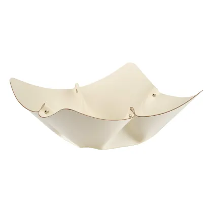 Zdjęcie Biała misa na owoce Ø45 cm wykonana z naturalnej skóry