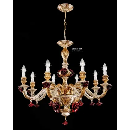 Picture Exclusive Paola ceramic chandelier 8 lights with roses - Valle d'oro Patchi