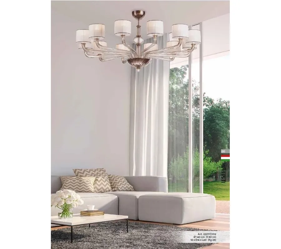 obrazek 5 Stylowy elegancki żyrandol ze szkła Murano w kolorze antycznego kryształu - Il Paralume Marina