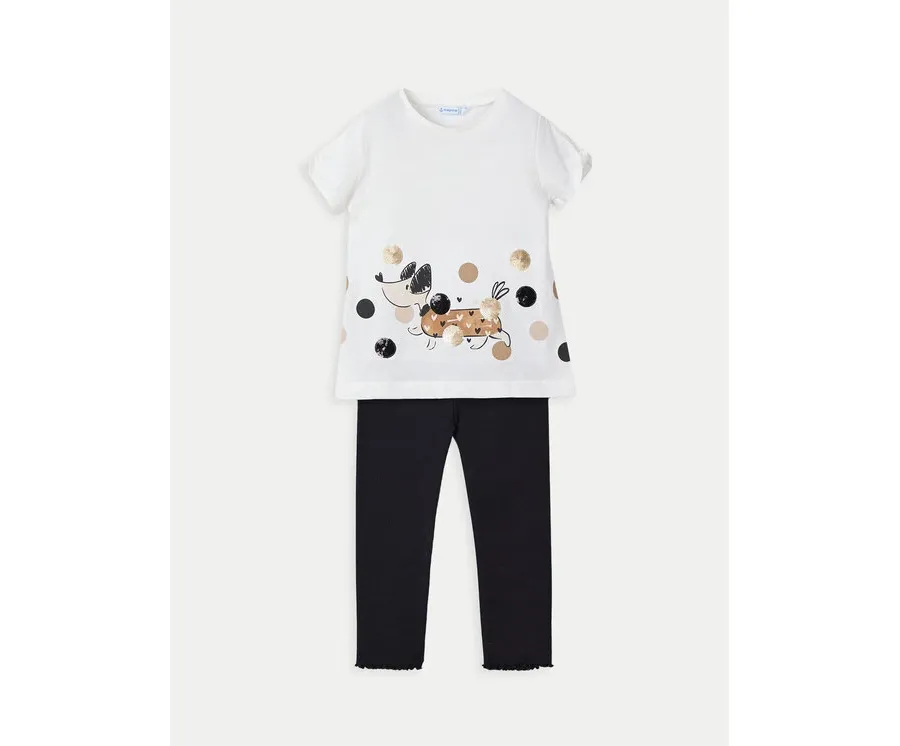 obrazek 1 Mayoral Komplet t-shirt i legginsy 3706 Czarny Regular Fit