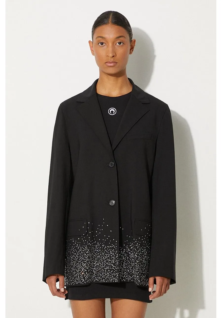 obrazek 1 JW Anderson marynarka wełniana Crystal Hem Blazer kolor czarny oversize wzorzysta JK0308.PG1321.999