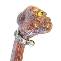 Zdjęcie Laska z psem wykonana z drewna z początku XX wieku