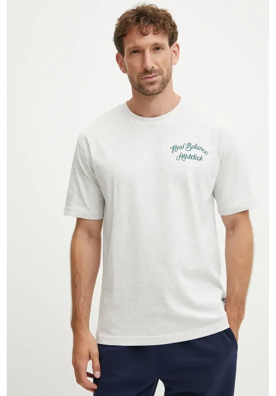 obrazek 1 New Balance t-shirt bawełniany męski kolor szary melanżowy MT43556AHH