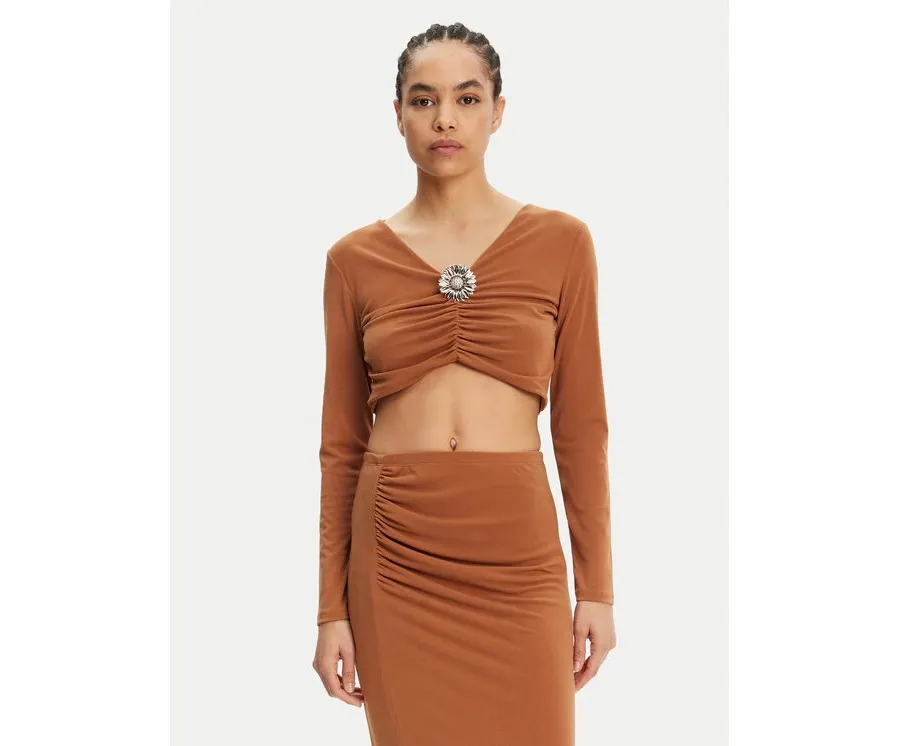 obrazek 1 ViCOLO Bluzka UD0026 Brązowy Slim Fit
