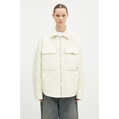 Zdjęcie FILA+ kurtka koszulowa wełniana Quilted Overshirt kolor beżowy przejściowa oversize 42FW24OW01508C001