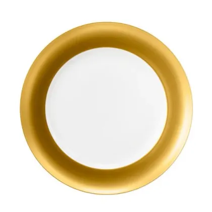 Zdjęcie Duży płaski okrągły porcelanowy talerz o złotym zdobieniu – Tettau