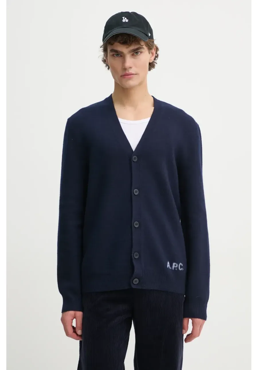 obrazek 1 A.P.C. kardigan wełniany kenny kolor granatowy WVBDK.H22305