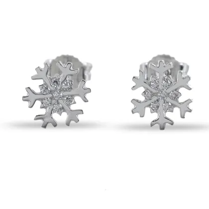 Zdjęcie Kolczyki z płatkami śniegu z białego złota i cyrkonii