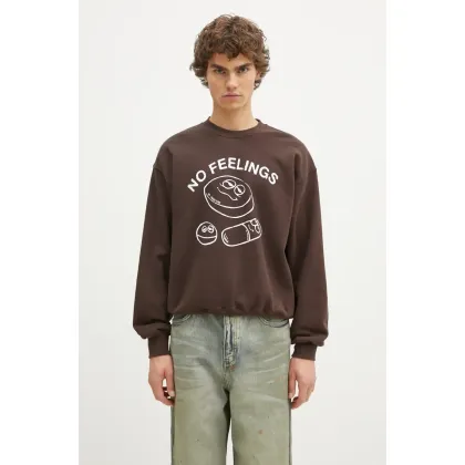 Zdjęcie No Problemo bluza bawełniana Hard Feelings Crew Neck Sweat męska kolor brązowy z nadrukiem NP20003.02