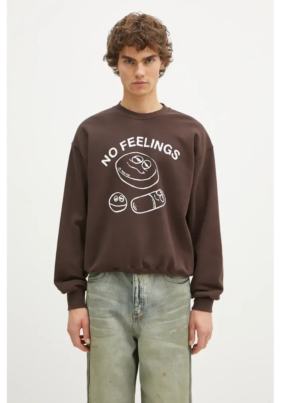 obrazek 1 No Problemo bluza bawełniana Hard Feelings Crew Neck Sweat męska kolor brązowy z nadrukiem NP20003.02
