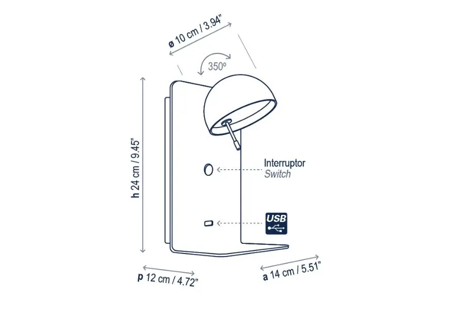 obrazek 2 Nietypowa lampa ścienna z wejściem USB