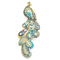 Zdjęcie Luksusowa 18-karatowa srebrna broszka pozłacana żółtym złotem Kolorowe cyrkonie i emalie