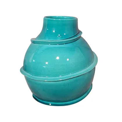 Picture Italian Elba vase made of ceramics decorated with a rope motif