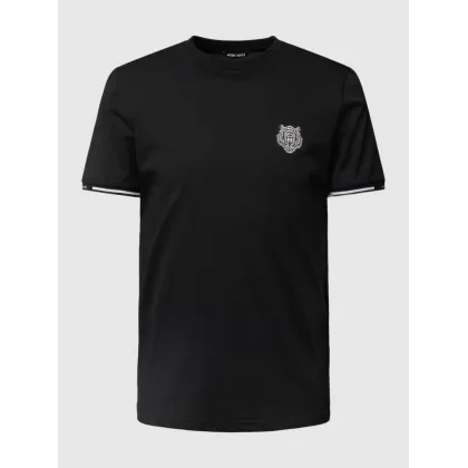 Zdjęcie T-shirt z naszywką z motywem i paskami w kontrastowym kolorze