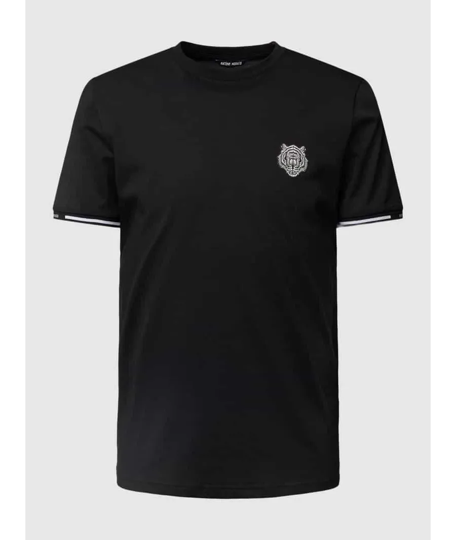 obrazek 1 T-shirt z naszywką z motywem i paskami w kontrastowym kolorze