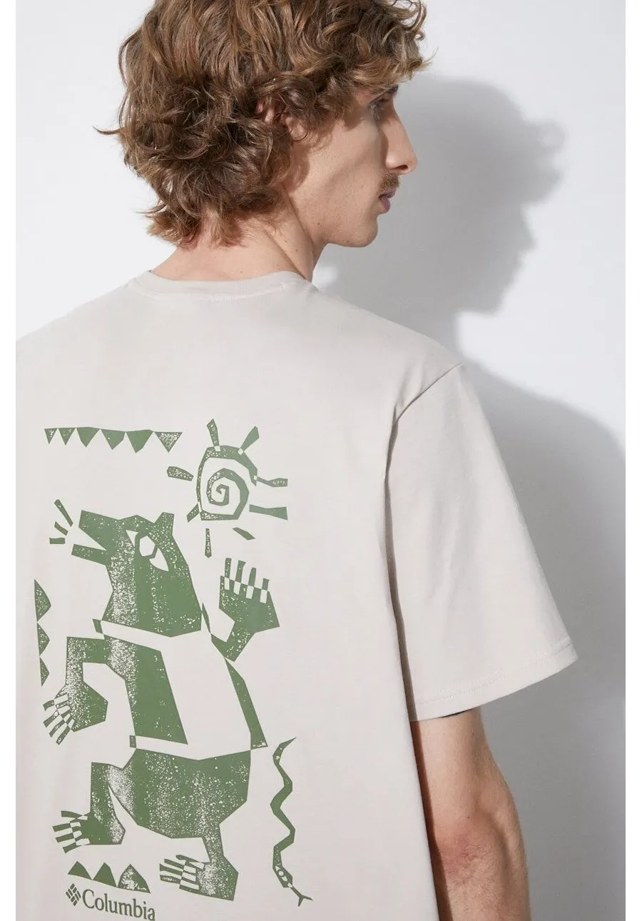 obrazek 1 Columbia t-shirt bawełniany Explorers Canyon kolor beżowy wzorzysty 2036451