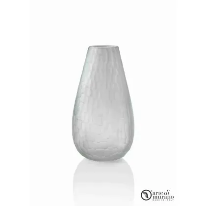 Zdjęcie Designerski biały kuty wazon ze szkła Murano