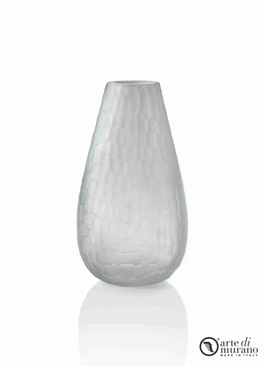 obrazek 1 Designerski biały kuty wazon ze szkła Murano