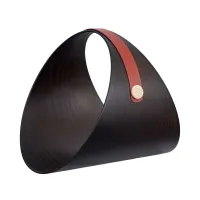 Picture Unique wood rack for a fireplace or magazine, Ø36 cm, with a burgundy handle