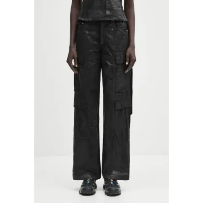 Zdjęcie Rick Owens DRKSHDW spodnie Double Cargo damskie kolor czarny proste high waist DS01E3308.PF