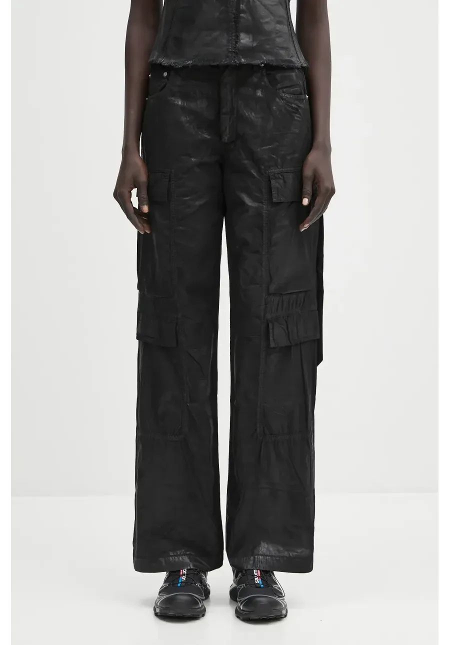 obrazek 1 Rick Owens DRKSHDW spodnie Double Cargo damskie kolor czarny proste high waist DS01E3308.PF