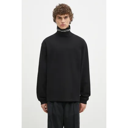 Zdjęcie PLEASURES longsleeve bawełniany Satisfaction Turtleneck kolor czarny gładki P24W026