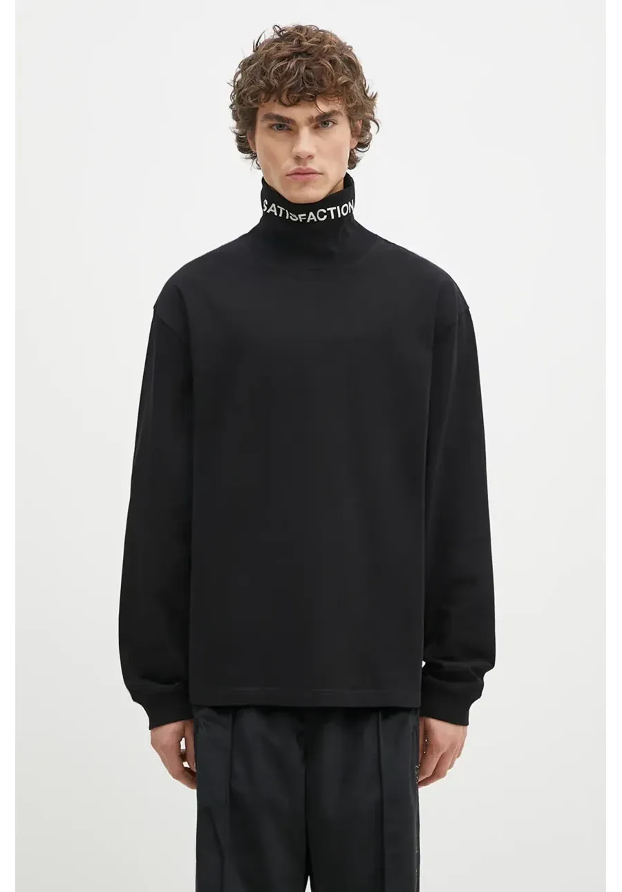 obrazek 1 PLEASURES longsleeve bawełniany Satisfaction Turtleneck kolor czarny gładki P24W026