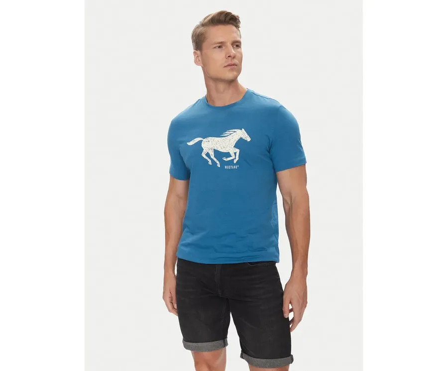 obrazek 1 Mustang T-Shirt Austin 1016483 Niebieski Regular Fit