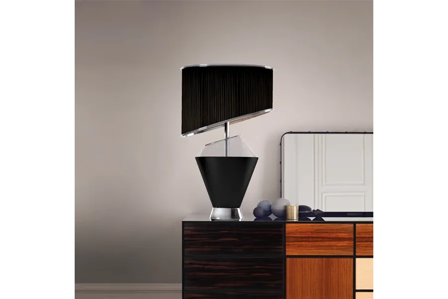 obrazek 1 Asymetryczna lampa biurkowa Tribeca z niklowanego mosiądzu