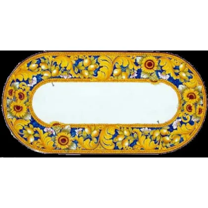 Zdjęcie Piękny blat z lawy wulkanicznej do ogrodu zdobiony słonecznikowym ornamentem - Ceramiche Valchida