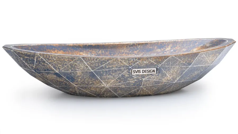 obrazek 1 Designerska umywalka 60 cm DIAMOND BASIC - GRANITE, niebiesko-szary i ochra, lakier półmatowy