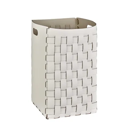 Picture Beautiful white leather basket, size 35x35xH57 cm