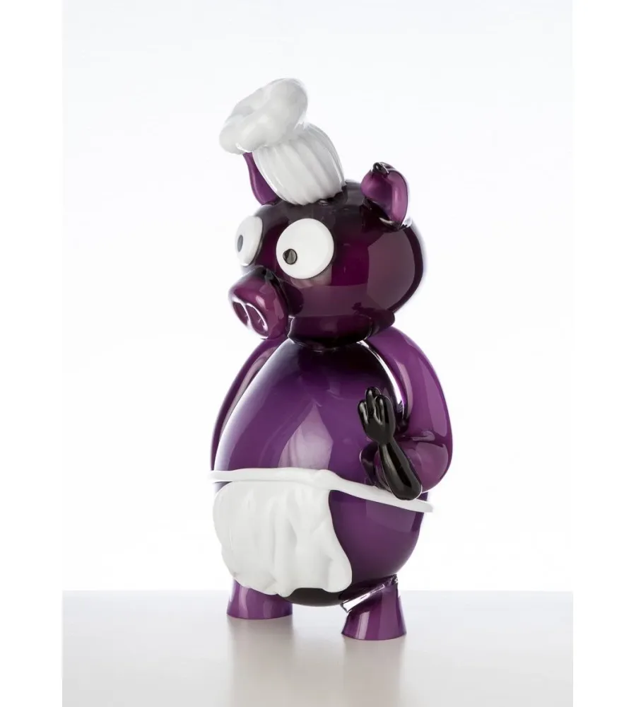 obrazek 3 Fantastyczna figurka ze szkła dmuchanego Murano „Chef Pork” na upominek dla kucharza