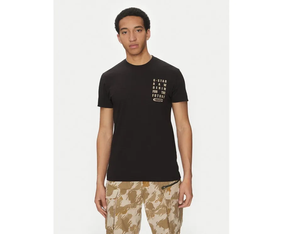 obrazek 1 G-Star Raw T-Shirt Text Chest D25968-C506 6057 Czarny Regular Fit