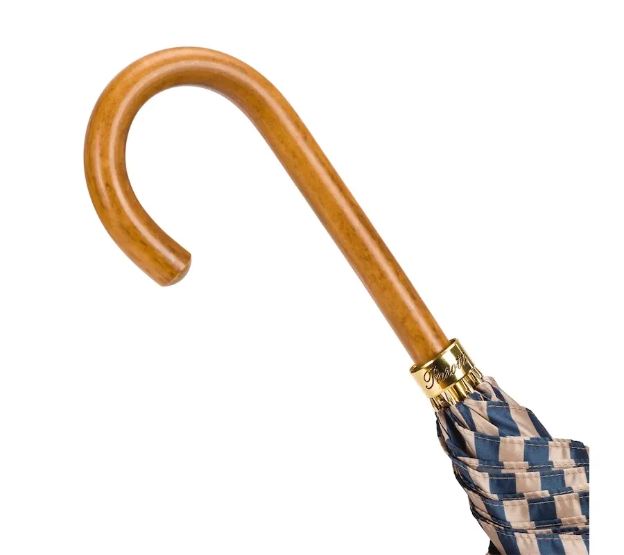 obrazek 3 Klasyczny ponadczasowy parasol damski w niebieskie paski – Pasotti