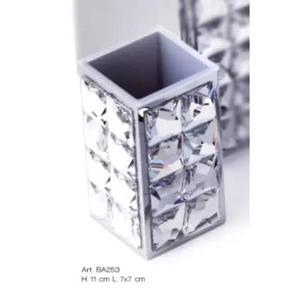 Zdjęcie Piękny pojemnik na szczoteczki z mosiądzu krome z kwadratowymi elementami Swarovski - Il Paralume Marina