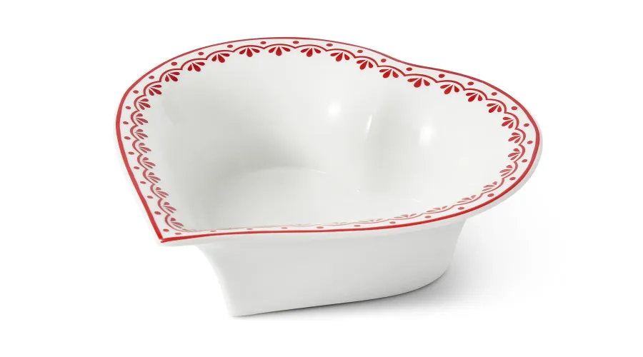 obrazek 1 Porcelanowa miska w kształcie serca zdobiona czerwonym ornamentem - Leander