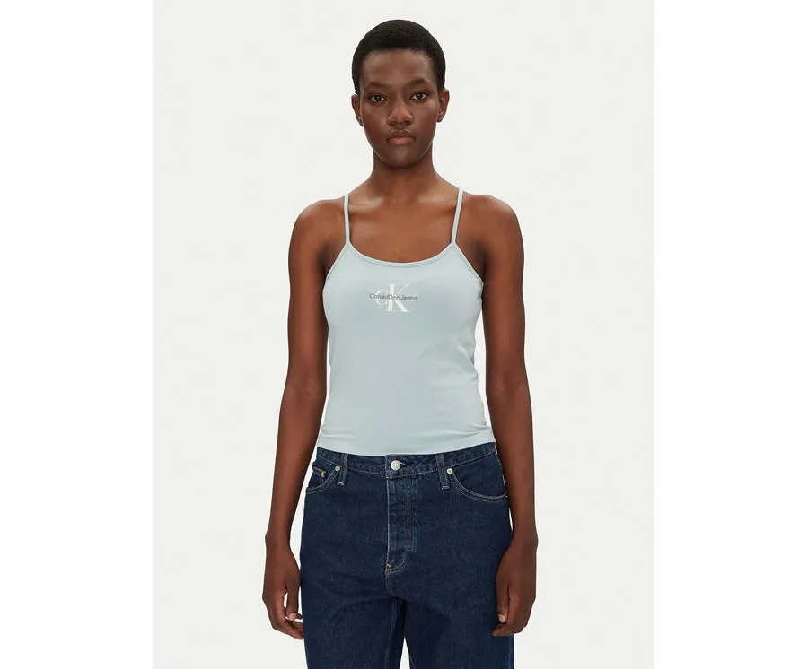 obrazek 1 Calvin Klein Jeans Top Monologo J20J223105 Niebieski Slim Fit