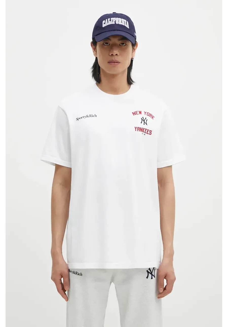 obrazek 1 Sporty & Rich t-shirt bawełniany Home Run kolor biały z nadrukiem TO043505300WH01