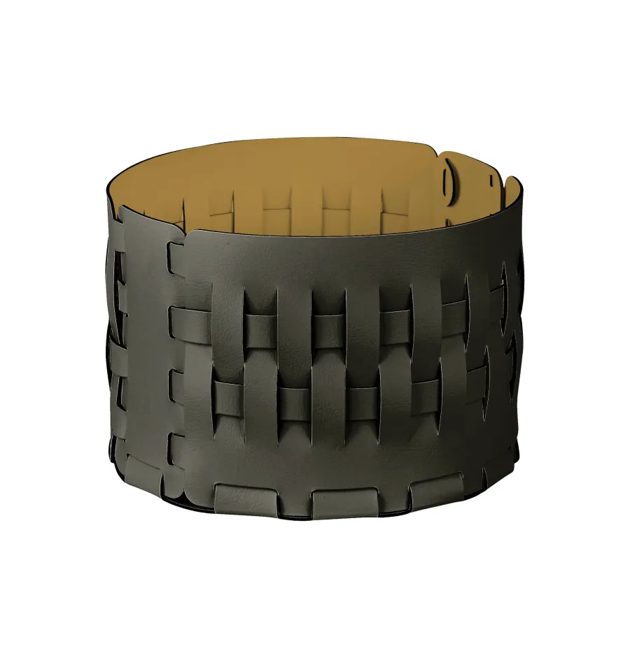 obrazek 1 Ciemnooliwkowy pleciony okrągły kosz Bottega-15 Ø20xH12 cm