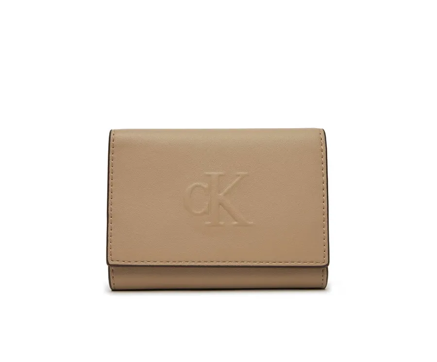 obrazek 1 Calvin Klein Jeans Mały Portfel Damski Sculpted Medium Trifold LV04K1078G Beżowy