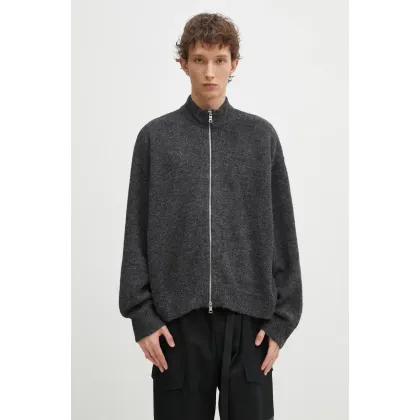 Zdjęcie MKI MIYUKI ZOKU kardigan z domieszką wełny Mohair Blend Knit Track Jacket męski kolor czarny MOHAIR.BLEND.KNIT.TRACK
