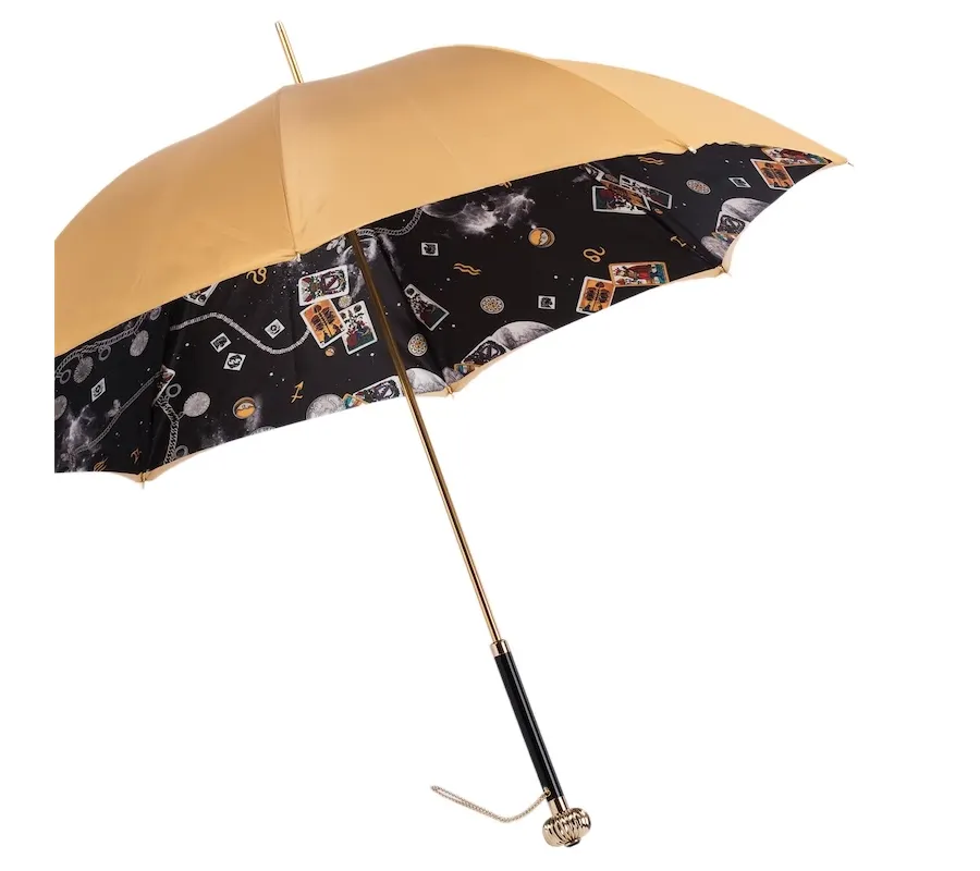 obrazek 7 Piękny parasol damski w kolorze miodowym z rączką wysadzaną klejnotami - Pasotti