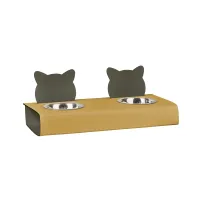 Picture A unique set of two cat bowls 40x16xH6 cm in mustard color