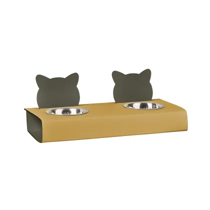 Zdjęcie Unikalny zestaw dwóch misek dla kota 40x16xH6 cm w kolorze musztardowym