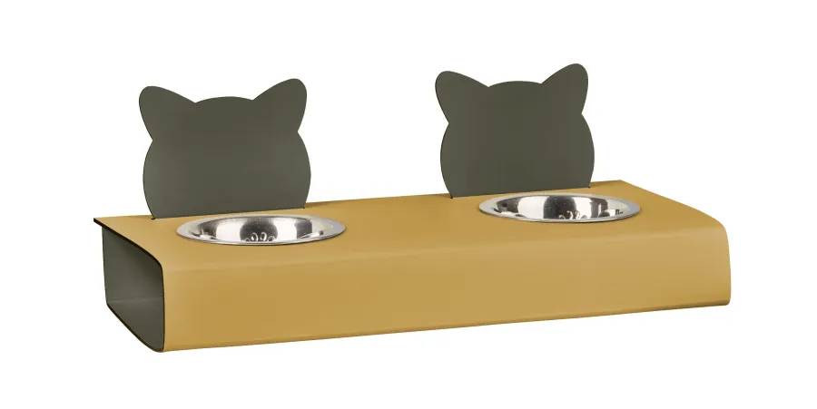 obrazek 1 Unikalny zestaw dwóch misek dla kota 40x16xH6 cm w kolorze musztardowym