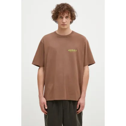 Zdjęcie Gramicci t-shirt bawełniany Original Freedom Tee męski kolor brązowy z nadrukiem G4FU.T098